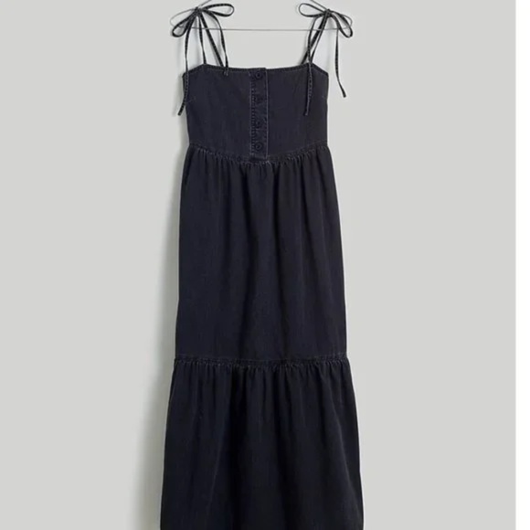 ISO (NOT FOR SALE) MADEWELL DENIM TIERED MIDI DRESS IN LUNAR WASH SIZE LARGE - Picture 2 of 2